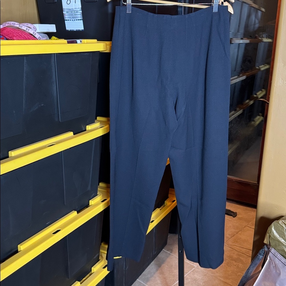 Vintage Armani Collezioni Black Wool Blend Trousers Sz 16 Made in Italy Wide Leg - Picture 9 of 12